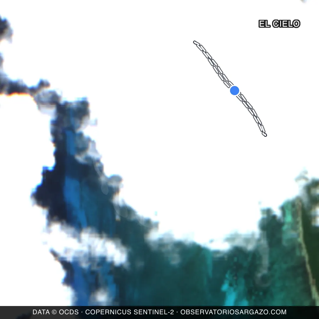 Immagine satellitare del sargasso sulla spiaggia El Cielo, Cozumel — non osservabile, 12 ottobre 2026