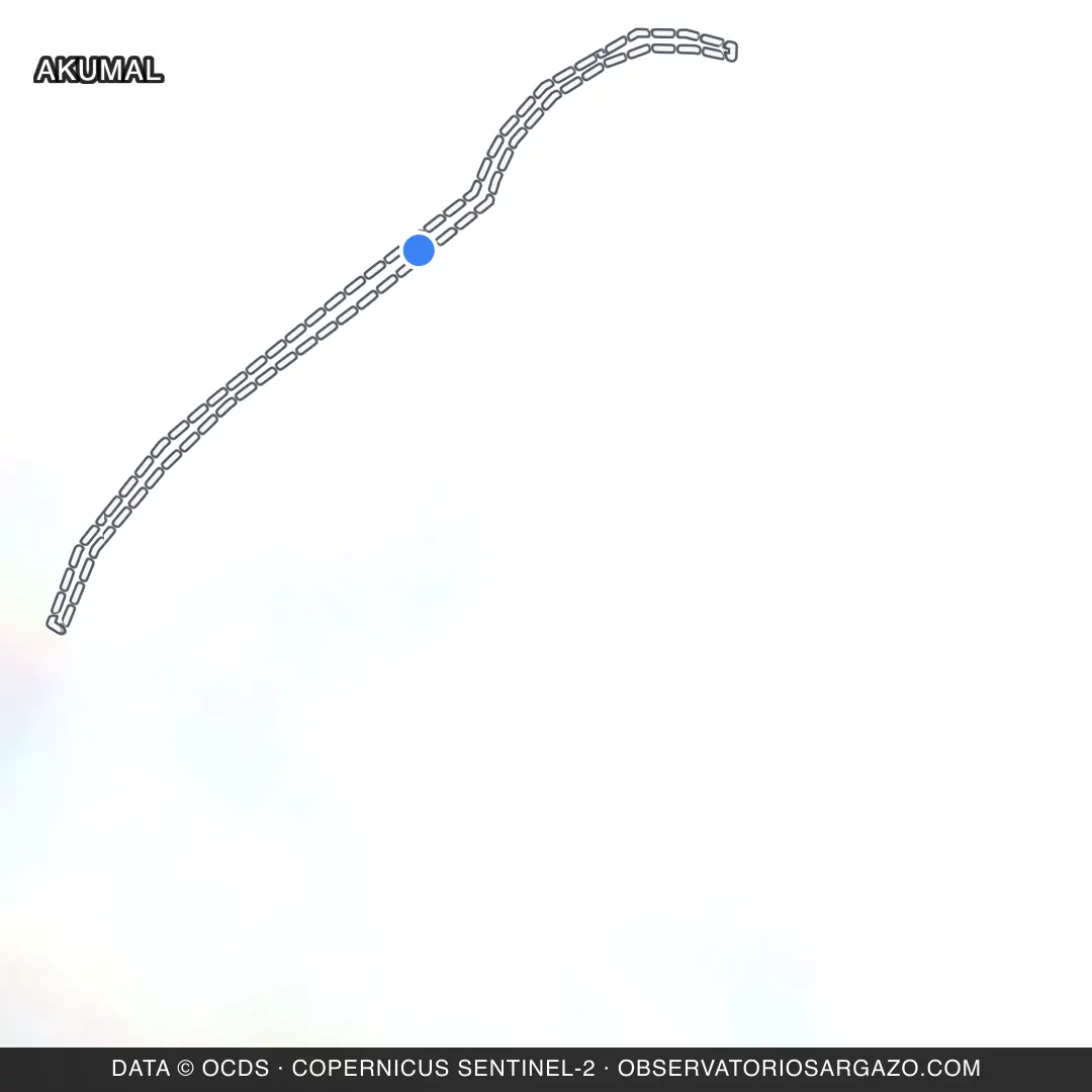 Imagem de satélite do sargaço na praia Akumal, Akumal — inobservável, 17 de outubro de 2026