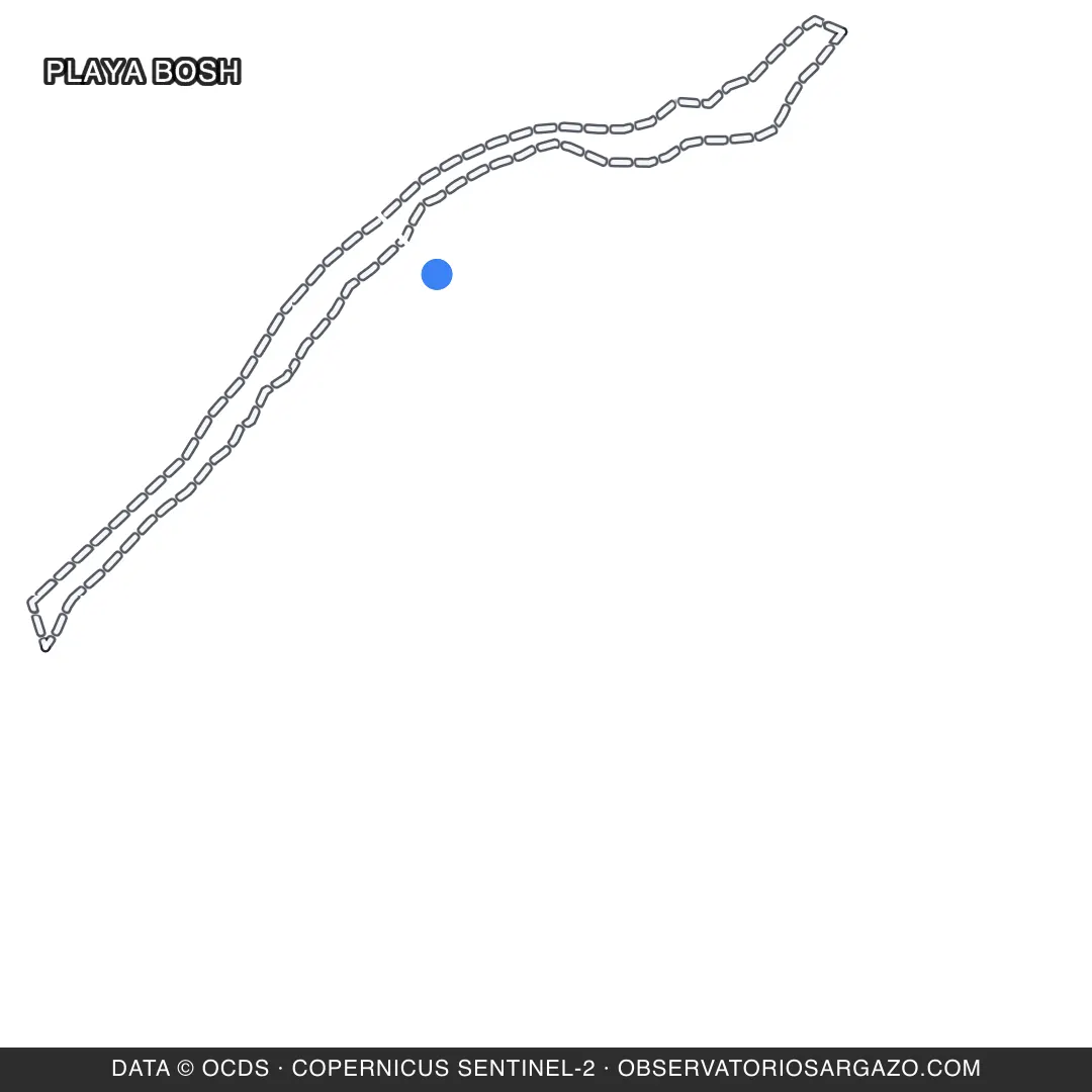 Imagem de satélite do sargaço na praia Playa Bosh, Cozumel — inobservável, 17 de outubro de 2026