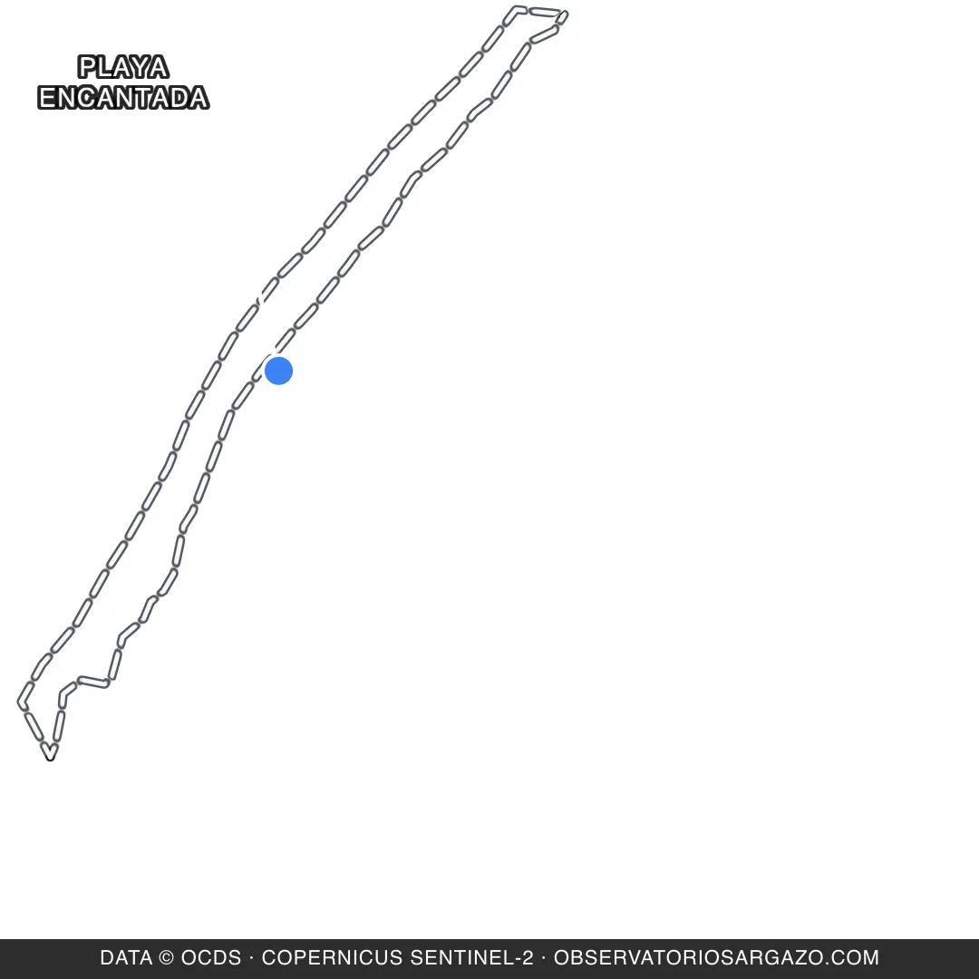 Imagem de satélite do sargaço na praia Playa Encantada, Cozumel — inobservável, 17 de outubro de 2026