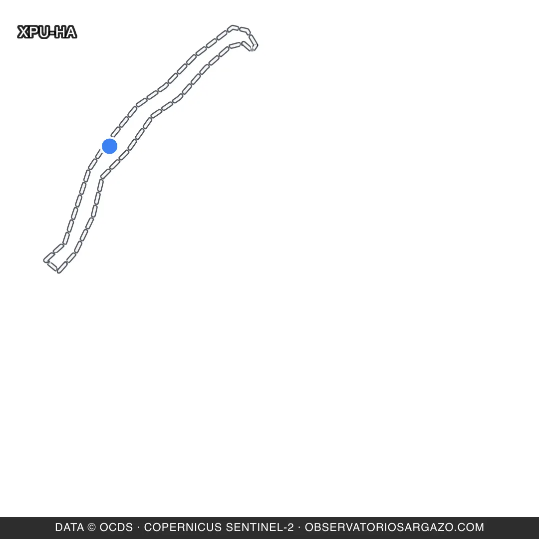 Satellite image of sargassum at Xpu-Ha beach, Riviera Maya — unobservable, October 17, 2026