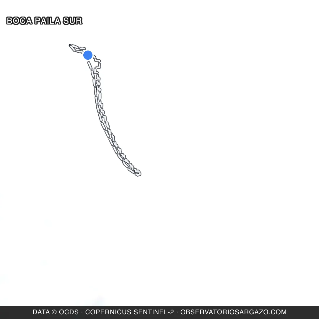 Satellite image of sargassum at Boca Paila Sur beach, Sian Kaan — unobservable, October 17, 2026
