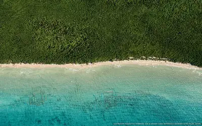 Ilustración aérea de la playa El Cielo, Cozumel, Caribe Mexicano