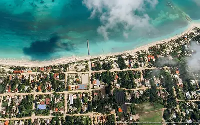 Illustration aérienne de la plage Punta Allen Norte, Punta Allen, Caraïbes mexicaines