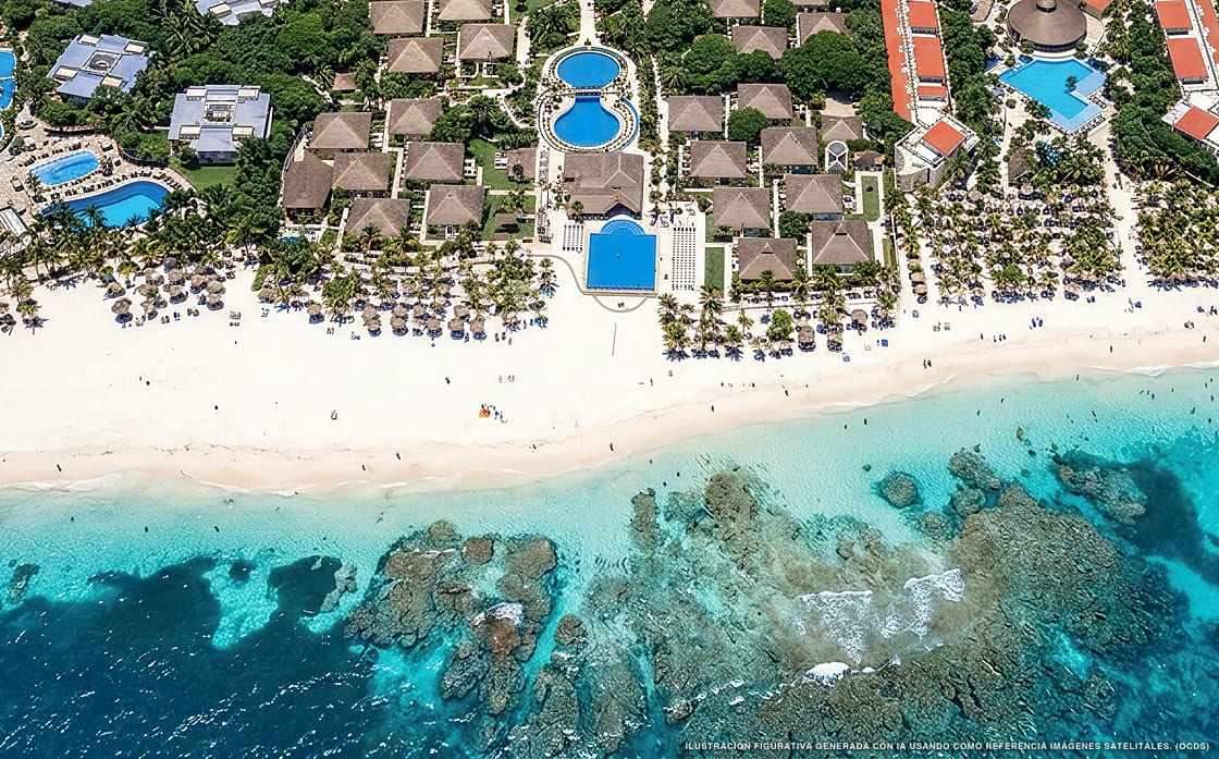 Illustration aérienne d'Allegro Playacar, Playa del Carmen (plage Playacar), Caraïbes mexicaines