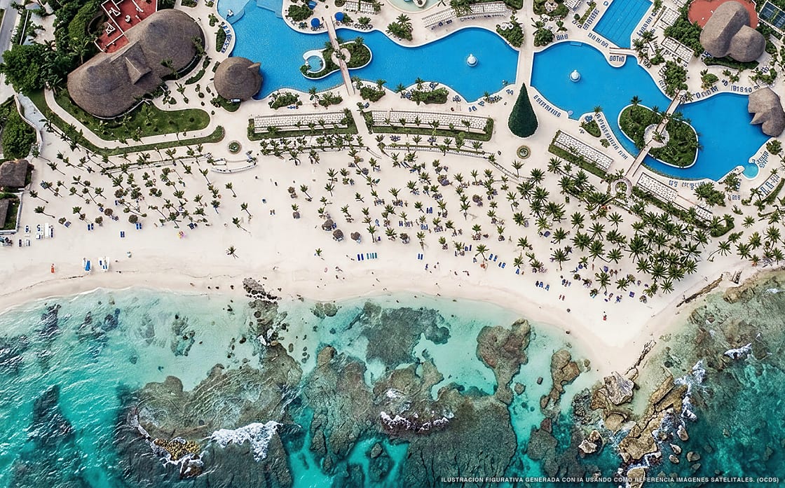 Illustration aérienne de Barceló Maya Tropical, Puerto Aventuras (plage Playa Cordoba), Caraïbes mexicaines