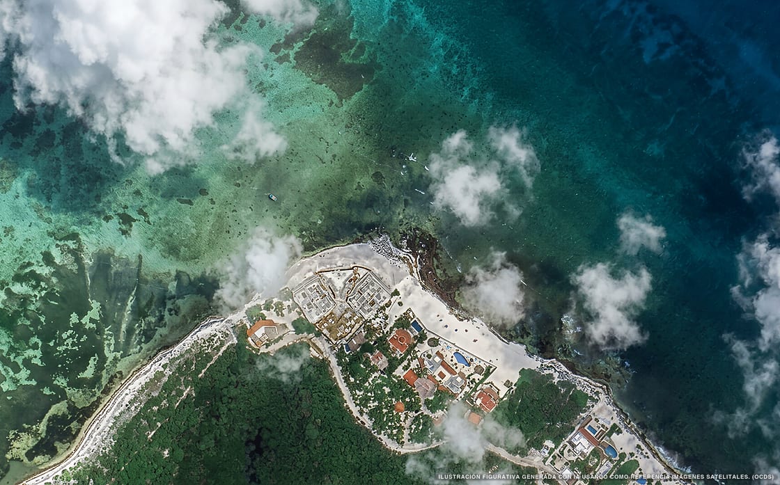 Illustrazione aerea di BT Homes - Tankah Luxe, Tulum (spiaggia Bahia Soliman Sur), Caraibi messicani