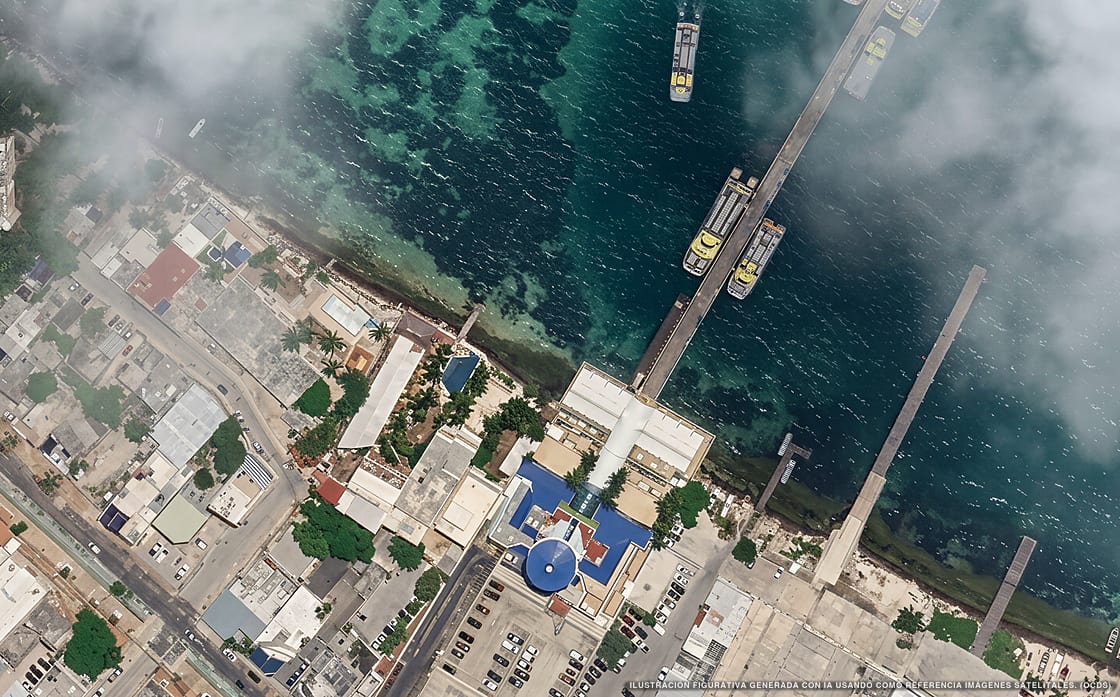 Illustrazione aerea di Casa Caribe Cancún, Cancún (spiaggia Playa Del Nino), Caraibi messicani