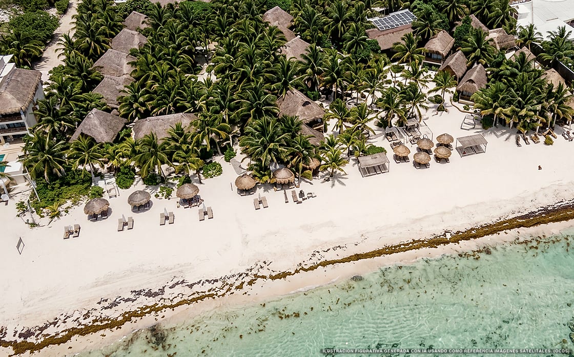 Illustrazione aerea di Casa Ganesh Tulum, Tulum (spiaggia Playa Del Pueblo), Caraibi messicani