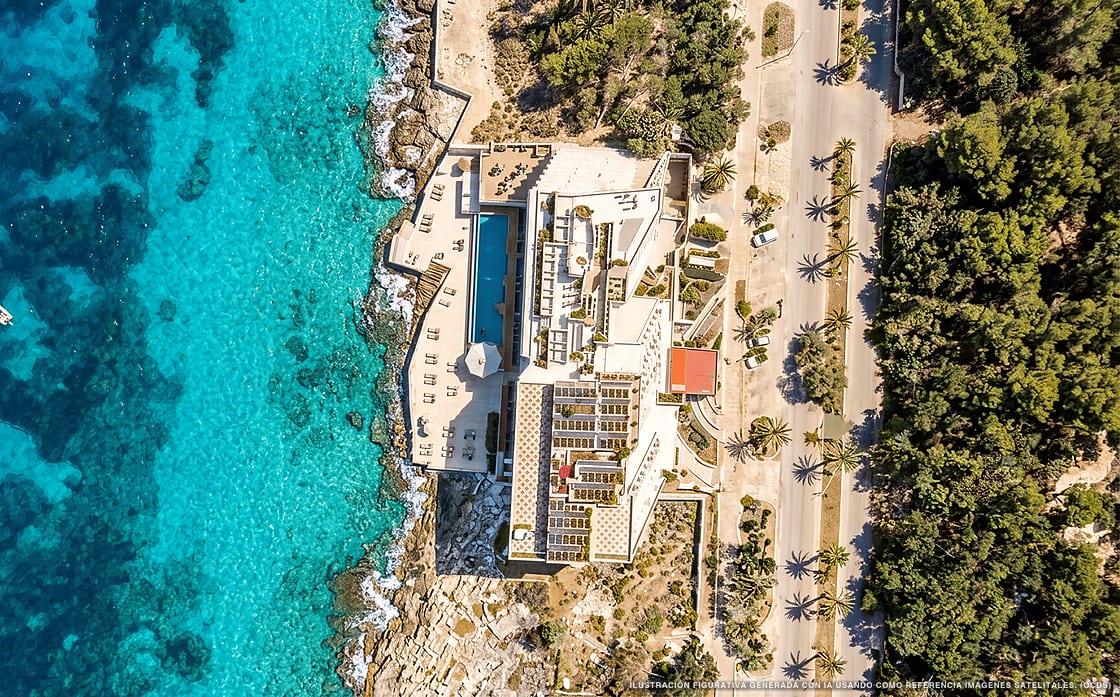Ilustración aérea de Coral Princess, Cozumel (playa Playa Las Rocas), Caribe Mexicano