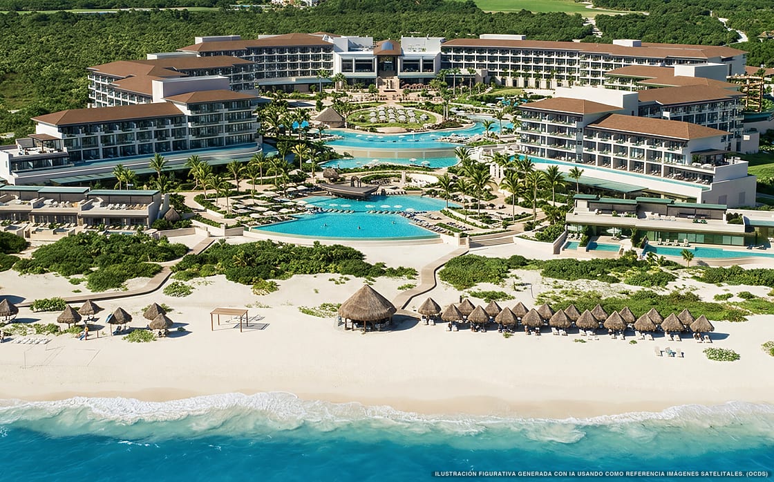 Ilustración aérea de Dreams Playa Mujeres, Isla Mujeres (playa Playa Mujeres), Caribe Mexicano