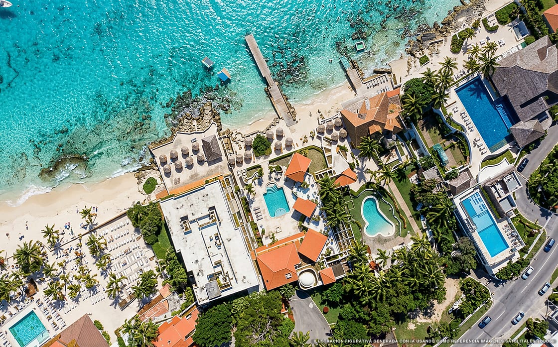 Ilustración aérea de Hotel Playa Azul Cozumel, Cozumel (playa Punta Norte), Caribe Mexicano