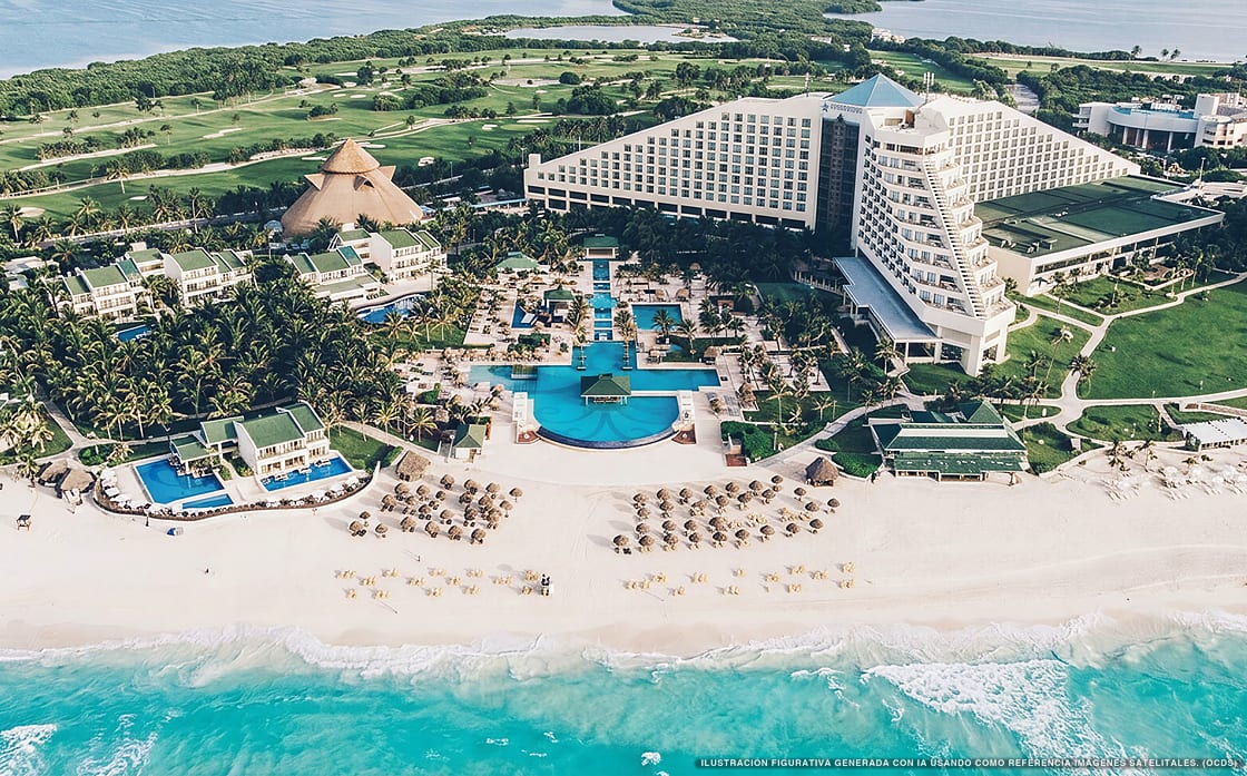 Ilustración aérea de Iberostar Selection Riviera Cancún, Puerto Morelos (playa Punta Caracol), Caribe Mexicano