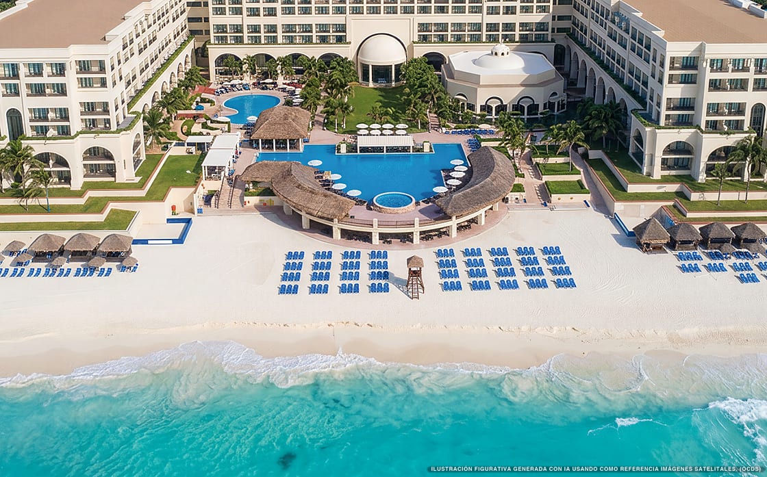 Illustrazione aerea di Marriott Cancún, Cancún (spiaggia Playa Ballenas), Caraibi messicani