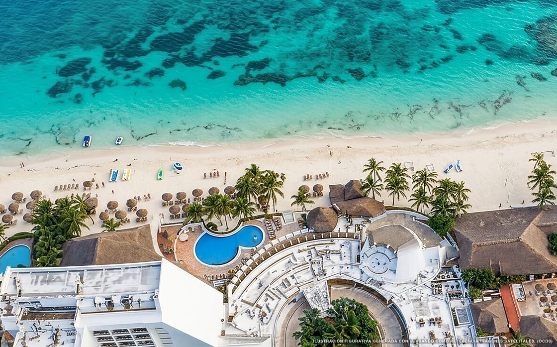 Ilustración aérea de Melia Cozumel, Cozumel (playa Punta Norte), Caribe Mexicano