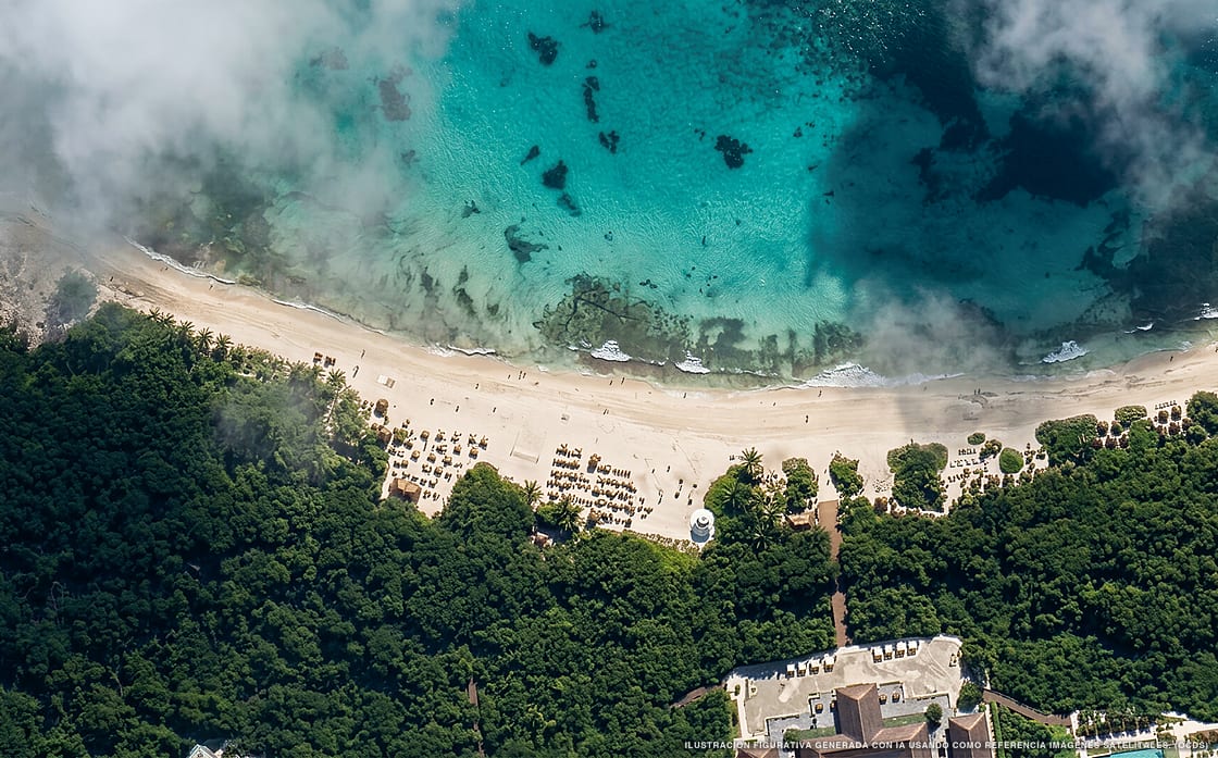 Illustration aérienne de Paradisus Playa del Carmen, Playa del Carmen (plage Playa 88), Caraïbes mexicaines