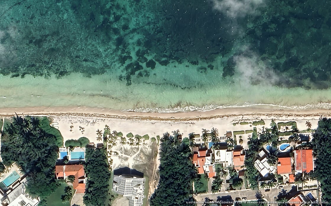 Ilustración aérea de Puerta del Mar Cozumel, Cozumel (playa Punta Norte), Caribe Mexicano