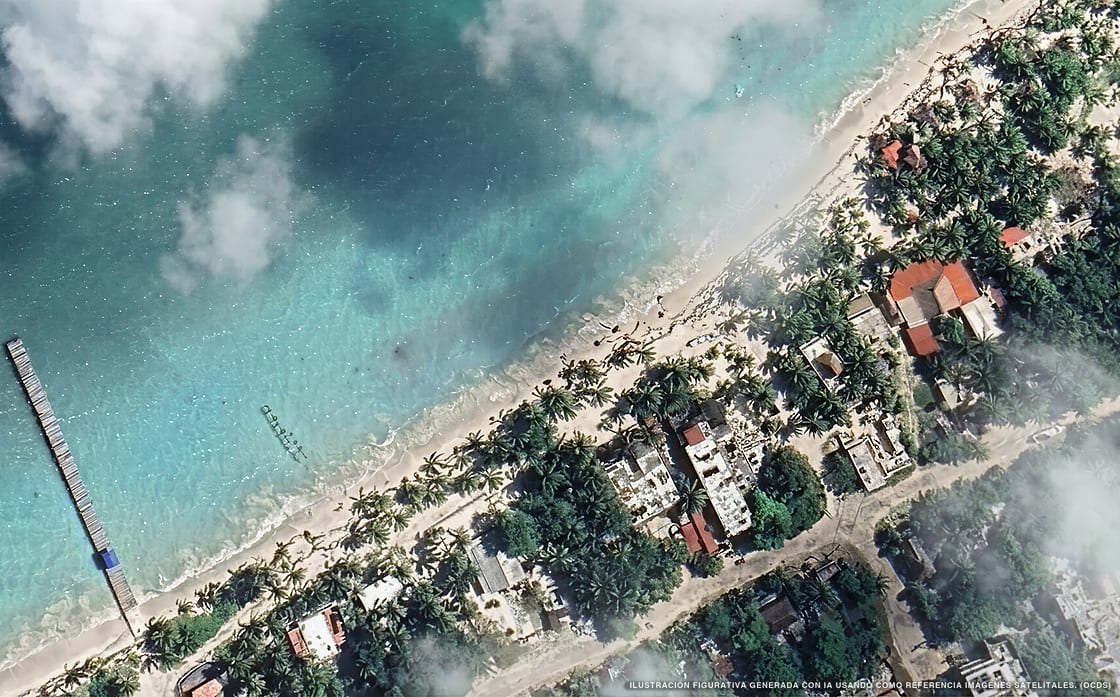 Illustration aérienne de Villas Roseliz, Tulum (plage Punta Allen Norte), Caraïbes mexicaines