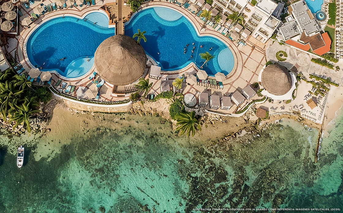 Illustration aérienne de Wyndham Alltra Playa del Carmen, Playa del Carmen (plage Playa El Recodo), Caraïbes mexicaines