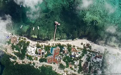 Illustration aérienne d'Alea Tulum, Tulum (plage Bahia Tulum Norte), Caraïbes mexicaines