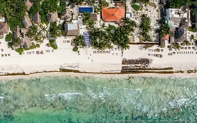Illustrazione aerea di Alquimia Hotel Boutique, Tulum (spiaggia Playa Del Pueblo), Caraibi messicani