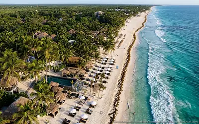 Illustrazione aerea di Casa Gitano, Tulum (spiaggia Playa Del Pueblo), Caraibi messicani