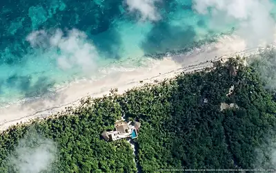 Illustrazione aerea di Casa Nah Balam, Tulum (spiaggia Boca Paila Norte), Caraibi messicani