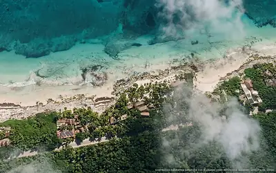 Illustration aérienne de Diamante K, Tulum (plage Playa Condesa), Caraïbes mexicaines