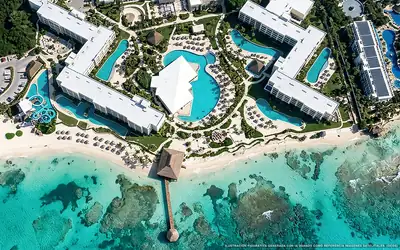 Illustrazione aerea di Dreams Puerto Morelos, Puerto Morelos (spiaggia Punta Caracol), Caraibi messicani