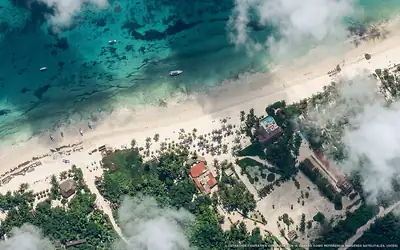 Illustrazione aerea di El Paraiso Tulum, Tulum (spiaggia Playa Paraiso Tulum), Caraibi messicani