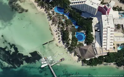 Illustrazione aerea di Grand Oasis Palm, Cancún (spiaggia Playa Langosta), Caraibi messicani