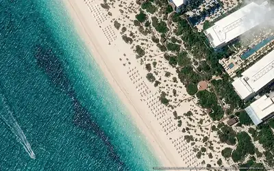 Illustrazione aerea di Grand Palladium Select Costa Mujeres, Isla Mujeres (spiaggia Playa Mujeres), Caraibi messicani