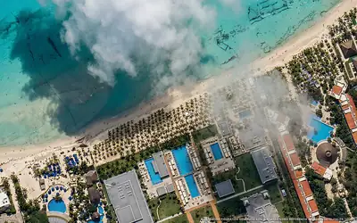 Illustrazione aerea di Hotel Riu Palace Riviera Maya, Playa del Carmen (spiaggia Playacar), Caraibi messicani