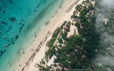 Illustrazione aerea di Ikal Hotel Tulum, Tulum (spiaggia Playa Paraiso Tulum), Caraibi messicani