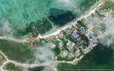 Illustrazione aerea di Jashita Hotel, Tulum (spiaggia Bahia Soliman), Caraibi messicani