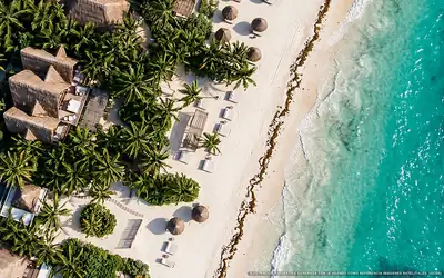 Illustrazione aerea di La Valise Tulum, Tulum (spiaggia Playa Del Pueblo), Caraibi messicani