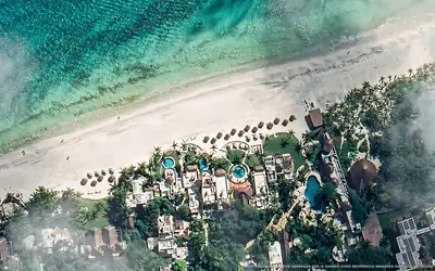 Illustrazione aerea di Maroma, A Belmond Hotel, Riviera Maya, Puerto Morelos (spiaggia Punta Maroma), Caraibi messicani