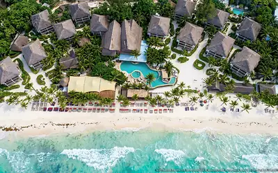 Illustrazione aerea di Mía Tulum, Tulum (spiaggia Playa Del Pueblo), Caraibi messicani