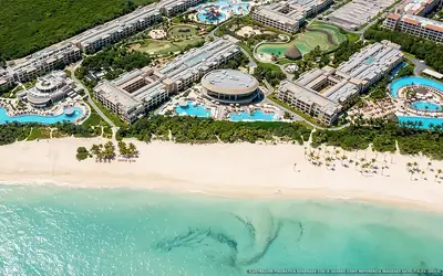 Illustrazione aerea di Moon Palace The Grand Cancún, Puerto Morelos (spiaggia Moon Palace), Caraibi messicani