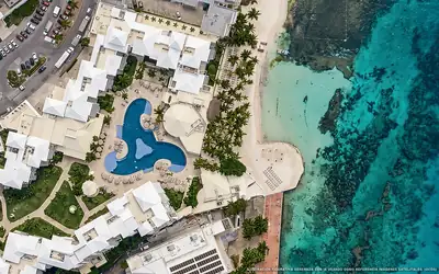 Ilustración aérea de Occidental Costa Cancún, Cancún (playa Playa Las Perlas), Caribe Mexicano