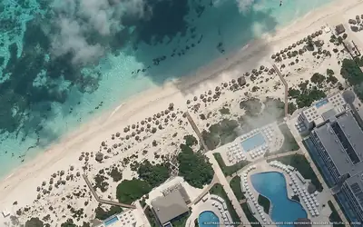 Illustrazione aerea di Ocean Allure Costa Mujeres, Isla Mujeres (spiaggia Playa Mujeres), Caraibi messicani