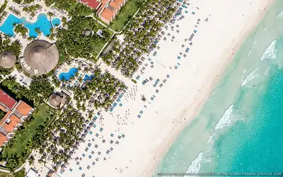 Illustrazione aerea di Sandos Playacar, Playa del Carmen (spiaggia Playacar), Caraibi messicani