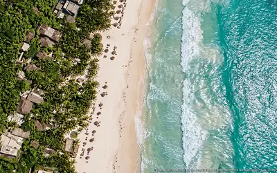 Illustrazione aerea di Sivana Tulum, Tulum (spiaggia Playa Del Pueblo), Caraibi messicani