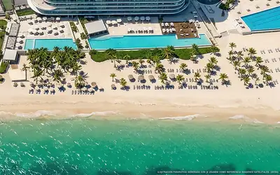 Illustrazione aerea di SLS Cancún, Cancún (spiaggia Playa Las Perlas), Caraibi messicani