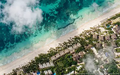 Illustrazione aerea di The Beach Tulum Hotel, Tulum (spiaggia Playa Del Pueblo), Caraibi messicani