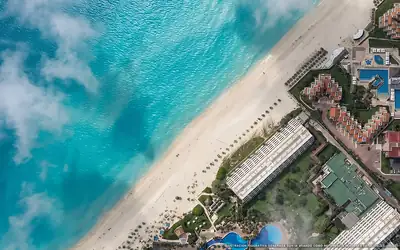 Illustration aérienne de The Grand Oasis Cancún, Cancún (plage Playa Ballenas), Caraïbes mexicaines