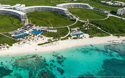 Illustration aérienne de The St. Regis Kanai Resort, Playa del Carmen (plage Playa Kanai), Caraïbes mexicaines