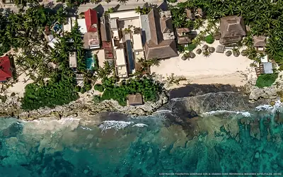 Illustration aérienne de Tropicalito Tulum, Tulum (plage Venado Azul), Caraïbes mexicaines