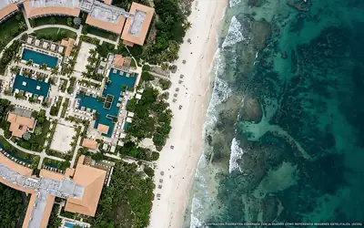 Illustration aérienne d'Unico Hotel Riviera Maya, Akumal (plage Kantenah), Caraïbes mexicaines