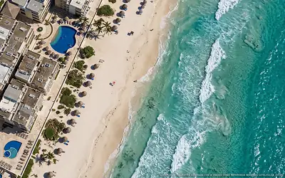 Illustrazione aerea di Villa Marlín, Cancún (spiaggia Playa Marlin), Caraibi messicani
